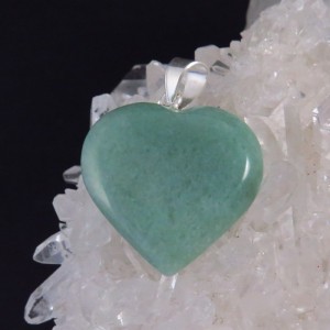 Colgante corazón aventurina y plata