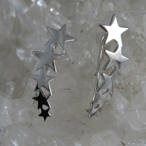 Pendientes estrellas trepadores de plata