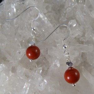 Pendientes jaspe rojo y plata