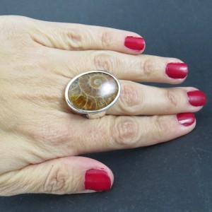 Anillo Ammonite y plata