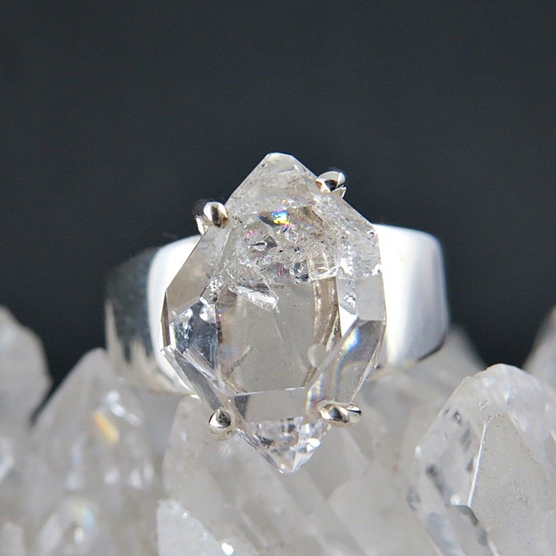 Anillo diamante Herkimer y plata Anillo diamante Herkimer y plata