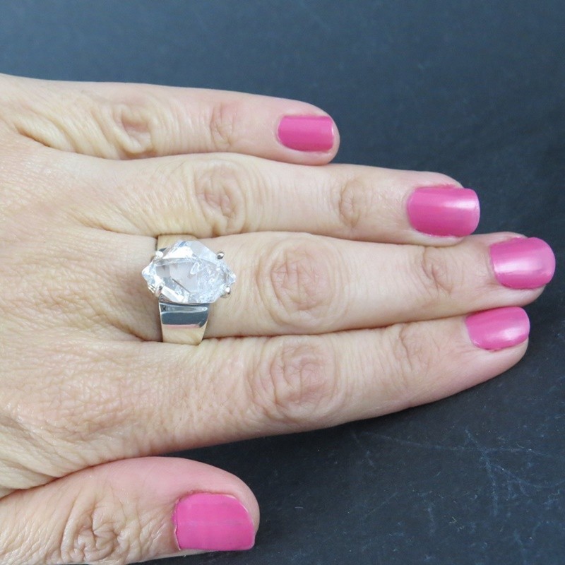 Anillo diamante Herkimer y plata Anillo diamante Herkimer y plata