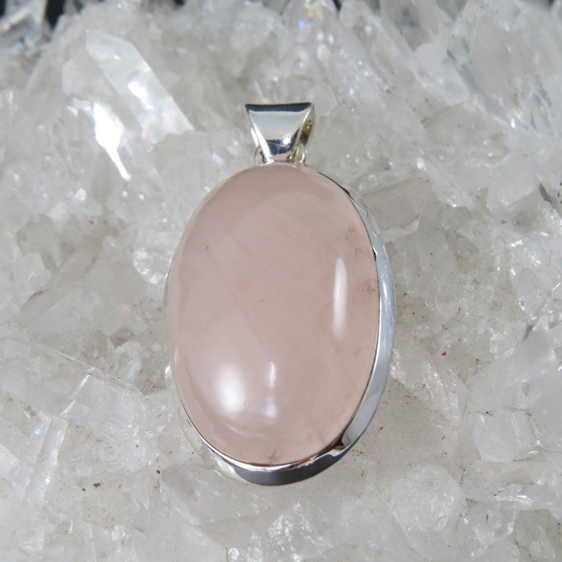 Colgante cuarzo rosa y plata Colgante cuarzo rosa y plata