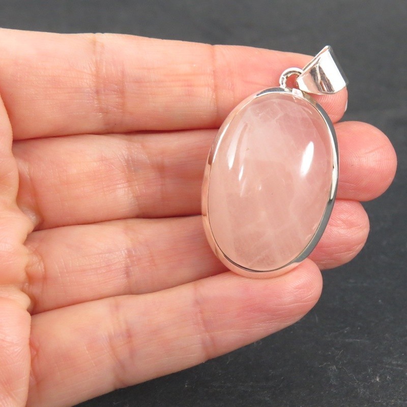 Colgante cuarzo rosa y plata Colgante cuarzo rosa y plata