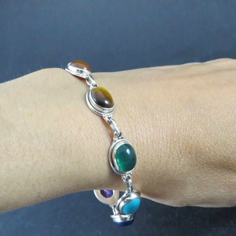 Pulsera siete chakras y plata Pulsera siete chakras y plata