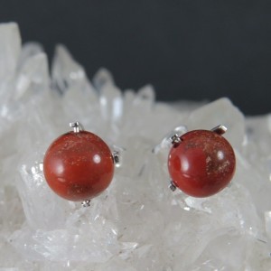 Pendientes jaspe rojo y plata