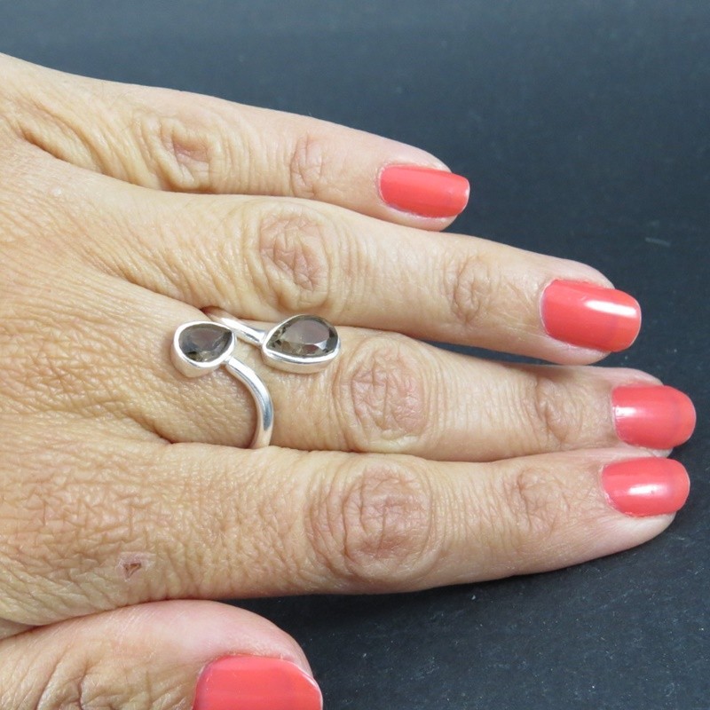 Anillo cuarzo ahumado y plata Anillo cuarzo ahumado y plata