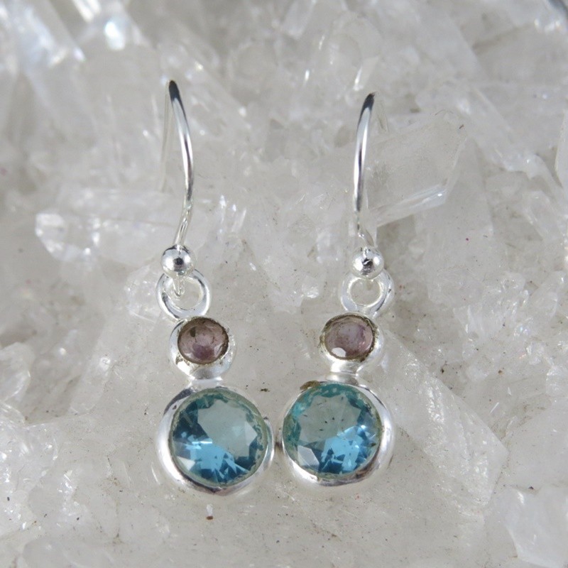 Pendientes topacio, amatista y plata Pendientes topacio, amatista y plata
