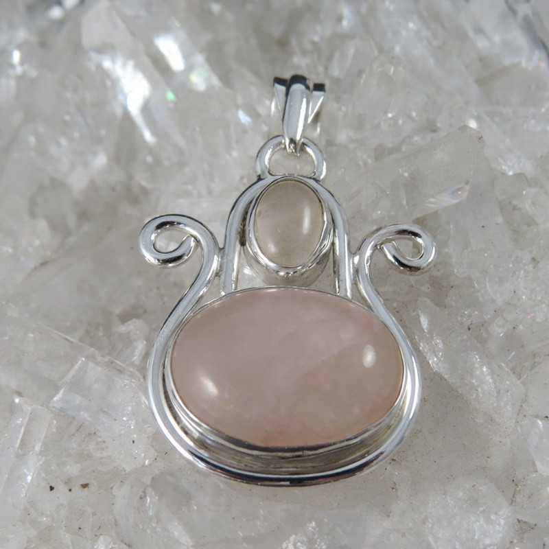 Colgante cuarzo rosa y plata Colgante cuarzo rosa y plata