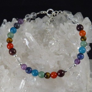 Pulsera Tobillera siete chakras y plata