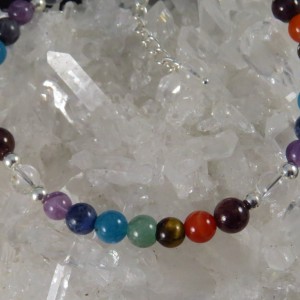 Pulsera Tobillera siete chakras y plata