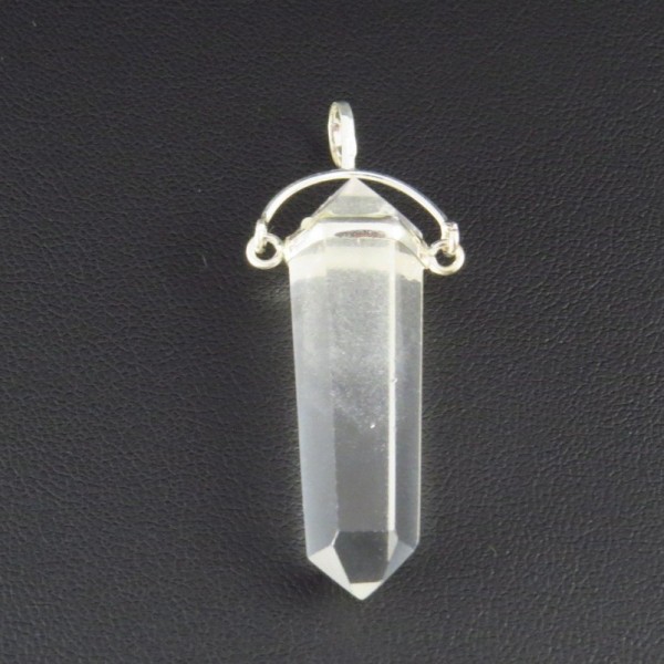 Colgante punta cuarzo cristal de roca y plata