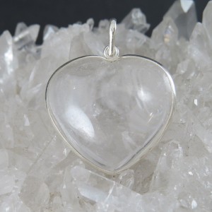 Colgante corazón cuarzo cristal de roca y plata