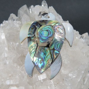 Colgante tortuga abalón, nácar y plata
