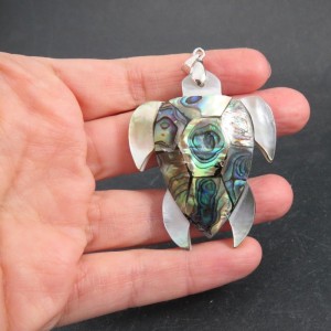 Colgante tortuga abalón, nácar y plata