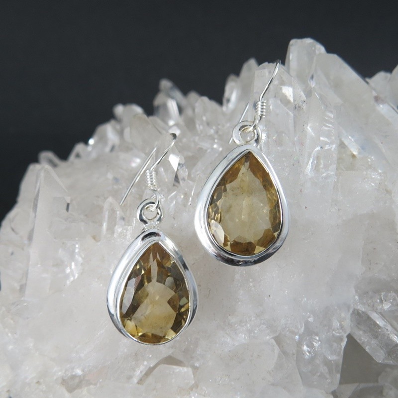 Pendientes citrino y plata Pendientes citrino y plata