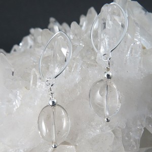 Pendientes cuarzo cristal de roca y plata