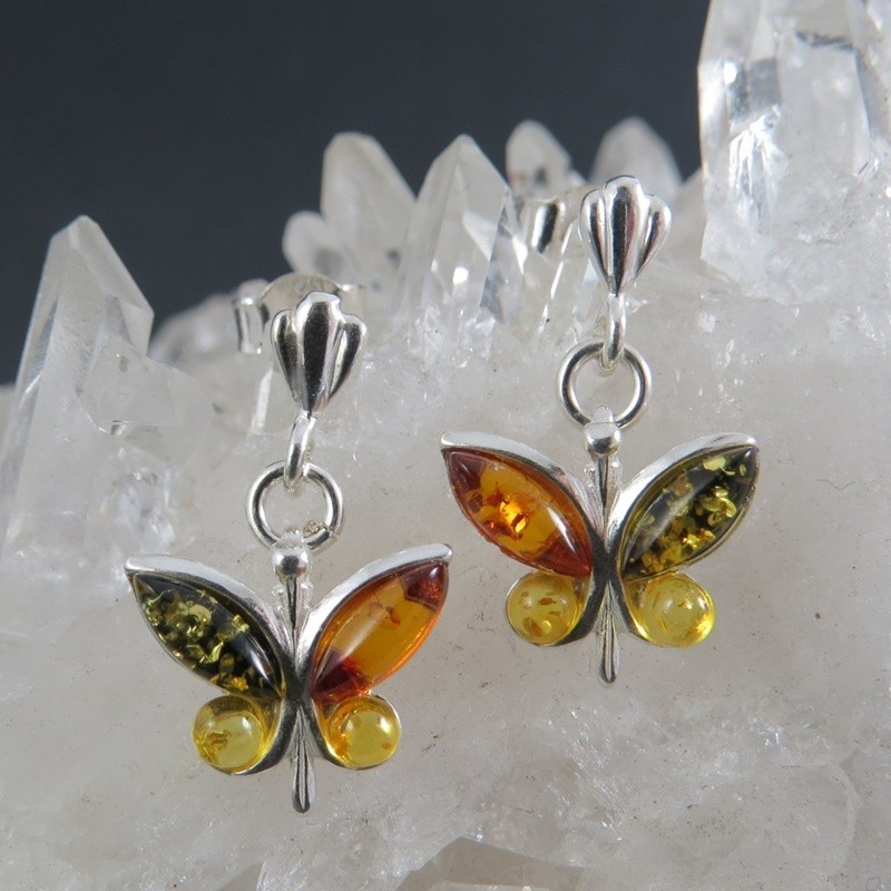 Conjunto mariposas ámbar y plata Conjunto mariposas ámbar y plata