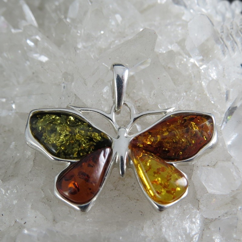 Conjunto mariposas ámbar y plata Conjunto mariposas ámbar y plata