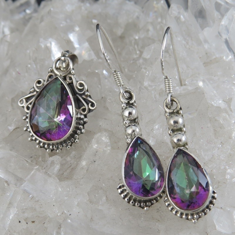 Conjunto topacio místico y plata Conjunto topacio místico y plata