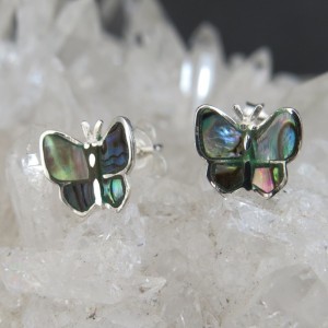 Pendientes mariposas abalón y plata