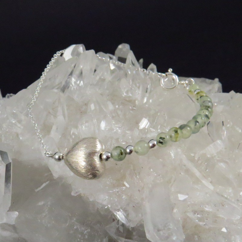 Pulsera prehnita y plata Pulsera prehnita y plata