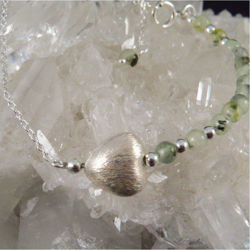 Pulsera prehnita y plata Pulsera prehnita y plata