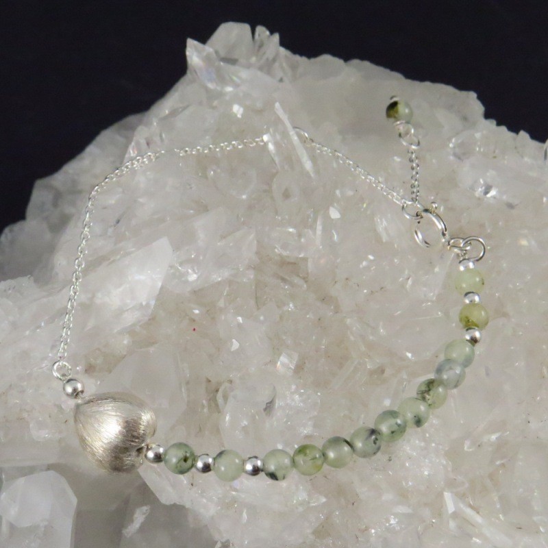 Pulsera prehnita y plata Pulsera prehnita y plata