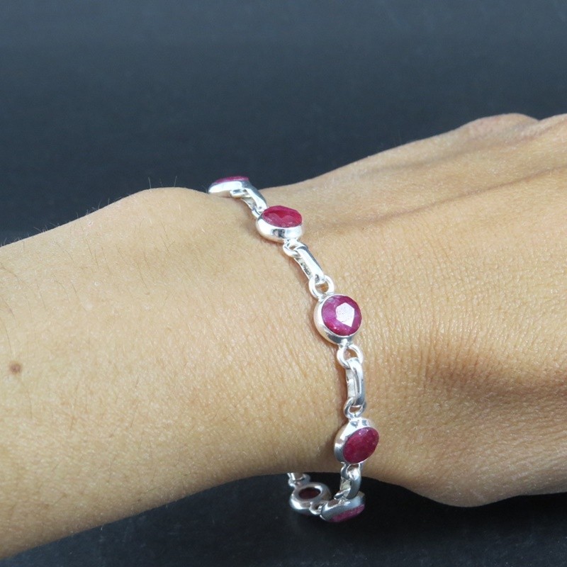 Pulsera rubí y plata Pulsera rubí y plata