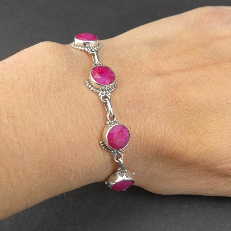 Pulsera rubí y plata Pulsera rubí y plata
