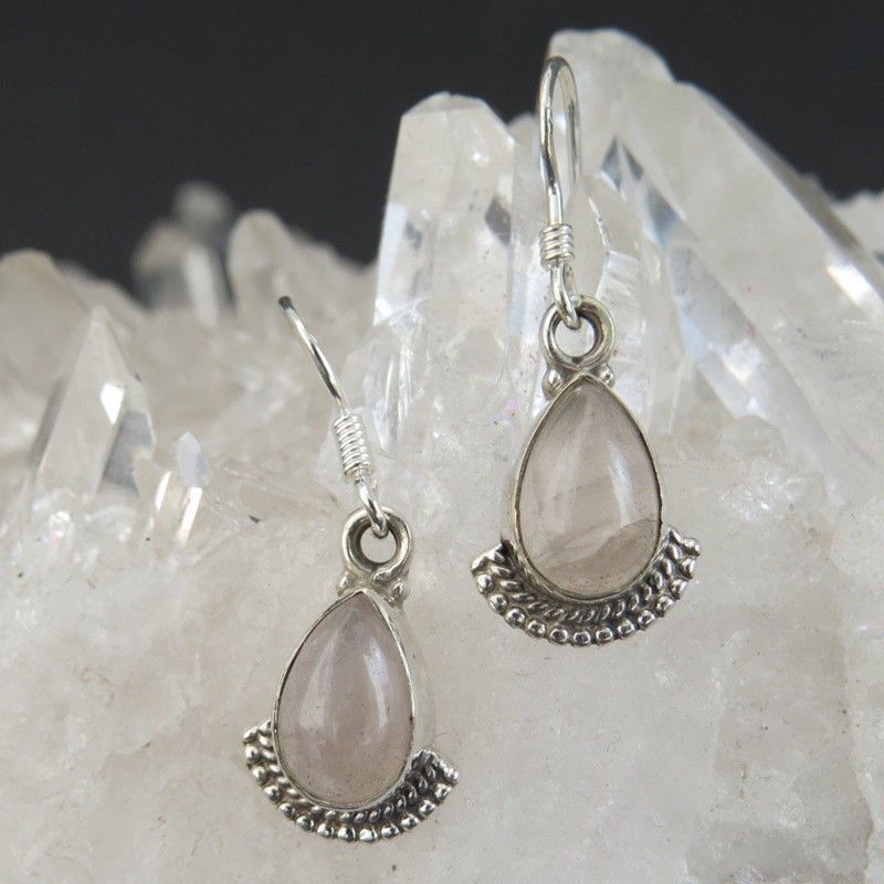 Pendientes cuarzo rosa y plata Pendientes cuarzo rosa y plata