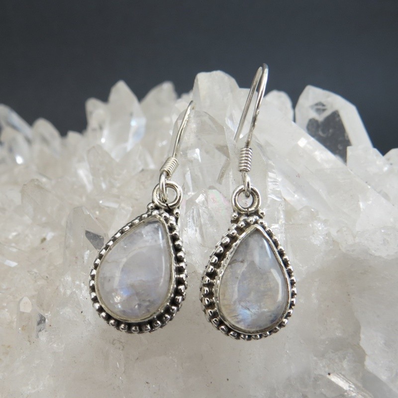 Pendientes piedra luna y plata Pendientes piedra luna y plata