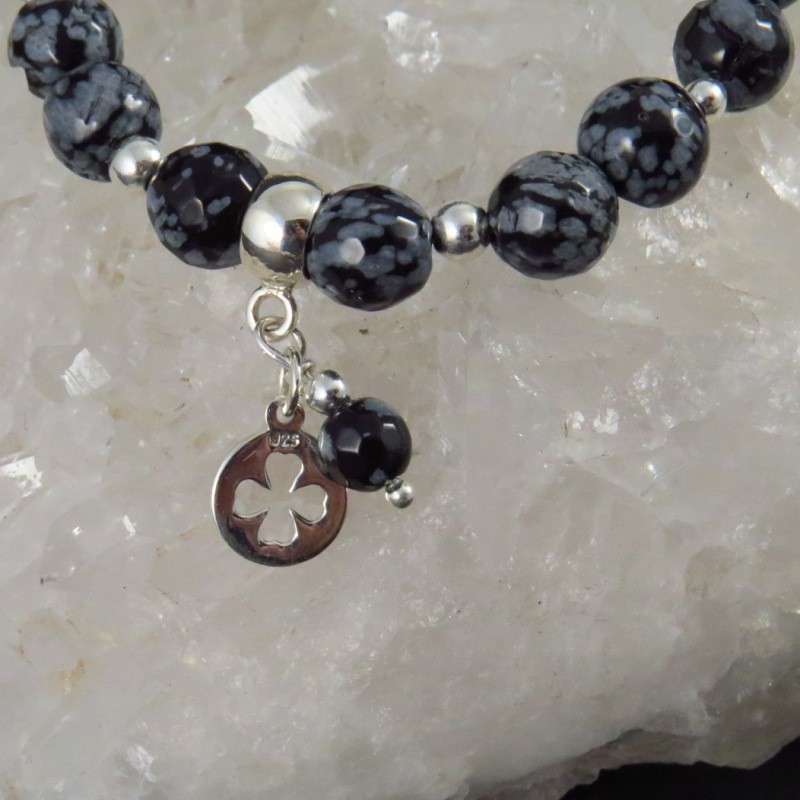 Pulsera obsidiana nevada y plata Pulsera obsidiana nevada y plata