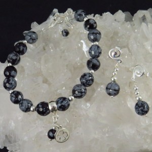 Conjunto obsidiana nevada y plata