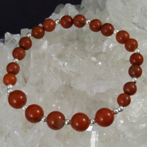 Pulsera jaspe rojo y plata