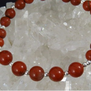 Pulsera jaspe rojo y plata