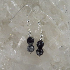 Pendientes obsidiana nevada y plata