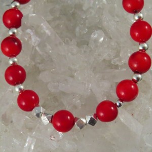 Pulsera coral y plata