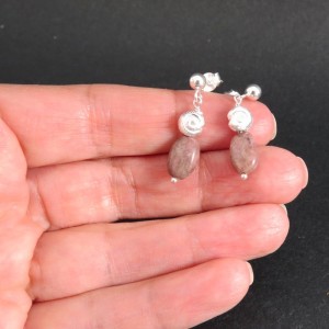 Pendientes rodonita y plata