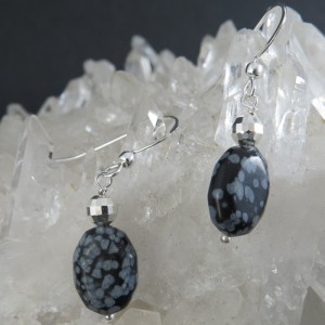 Pendientes obsidiana nevada y plata