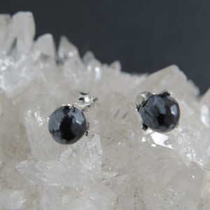 Pendientes obsidiana nevada y plata