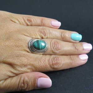 Anillo malaquita y plata