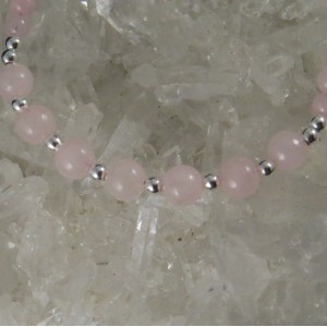 Pulsera cuarzo rosa y plata