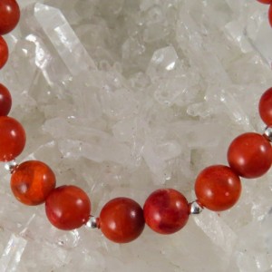 Pulsera coral y plata