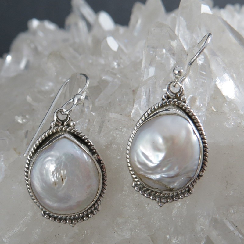 Pendientes perla y plata Pendientes perla y plata