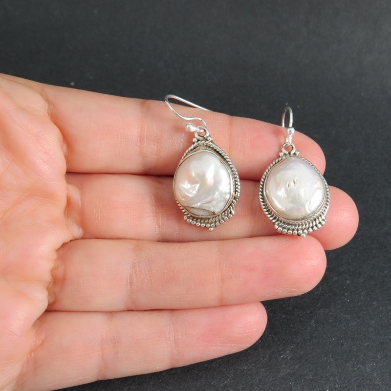 Pendientes perla y plata Pendientes perla y plata