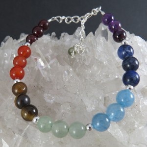 Pulsera siete chakras y plata