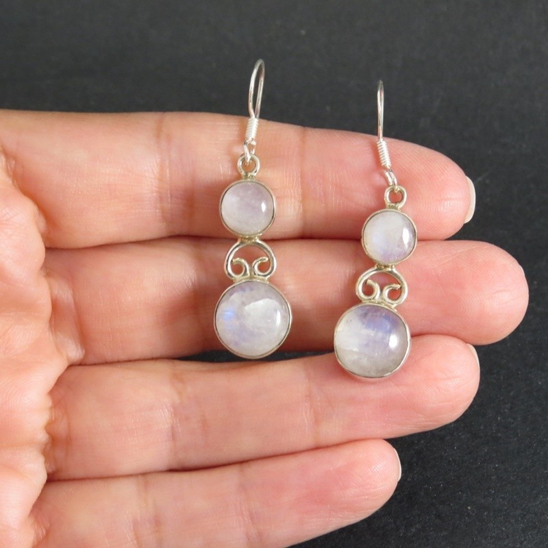 Pendientes piedra luna y plata Pendientes piedra luna y plata