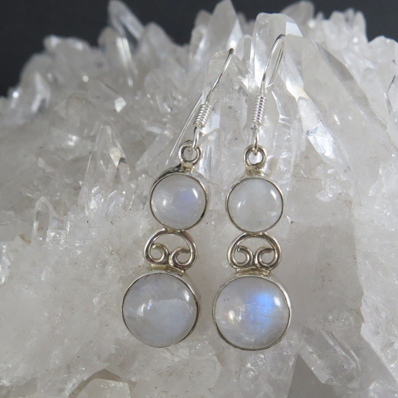 Pendientes piedra luna y plata Pendientes piedra luna y plata