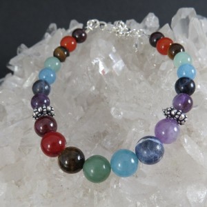 Pulsera siete chakras y plata